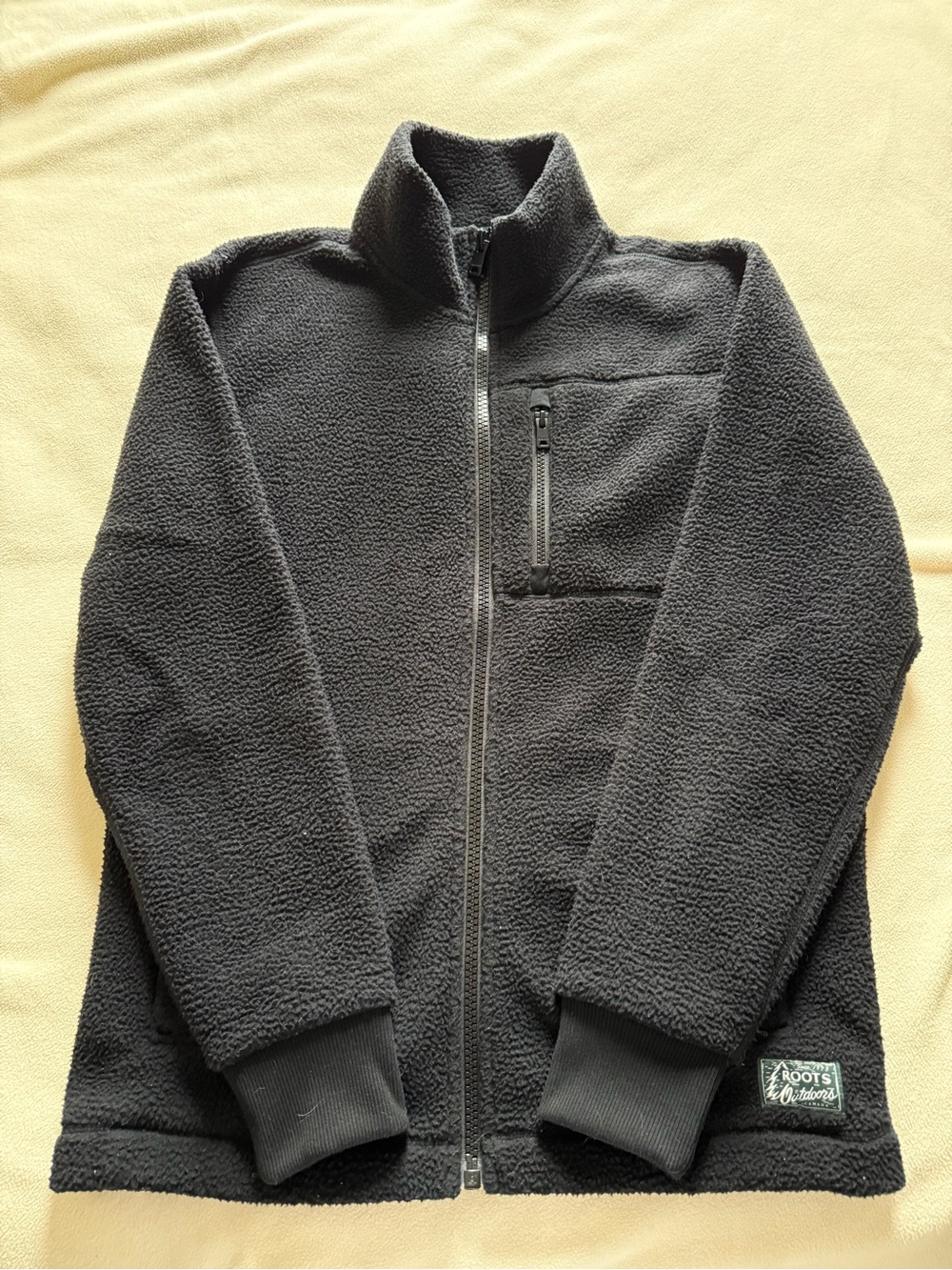 Roots Men’s Full-Zip Sherpa Fleece Jacket - Charcoal
